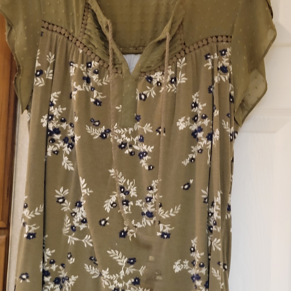 Floral Olive Green Women's Top